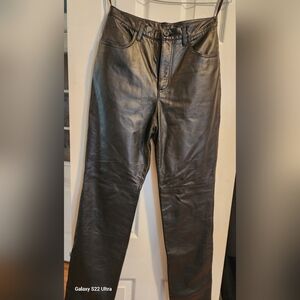 VINTAGE JONES NEW YORK SPORT BLACK LEATHER PANTS SIZE 4